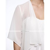 billige Brudesjaler-Halv Erme Frakker  Jakker Chiffon  Bryllup  Fest  Kveld Kvinne Stola  Bolero Med Drapering  Ensfarget