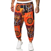 billiga Retro-Herr Harem Långbyxor Sommarbyxor Byxor Strandbyxor Elastisk midja Släpp grenen Djur Färgblock Andningsfunktion Mjuk Fullängd Ledigt Dagligen Kinesisk stil Boho Lös passning Svart Gul Microelastisk
