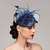 economico Fascinator-Piume/fascinatori a rete kentucky derby cappello/copricapo con piume/berretto/fiore 1 pezzo matrimonio/corsa di cavalli/copricapo per il giorno delle donne