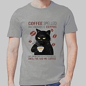 cheap Men&#039;s Graphic T Shirt-Men&#039;s Cat Letter T Shirt Tee 100% Cotton Short Sleeve Graphic Shirt White Light Grey Comfortable Tee Casual Fashion Designer Clothing