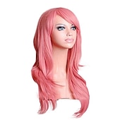 abordables Perruques de fête-Perruque synthétique vagues de corps perruque asymétrique longue blond clair rouge pastèque brun rose vert cheveux synthétiques de 27 pouces perruques Halloween rouge brun pour femmes