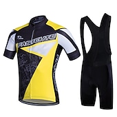 preiswerte Herrenbekleidungs-Sets-21Grams Herren Radtrikot mit Radhose kurz Trägern fahrradbekleidung set Kurzarm MTB Mountain Rennrad Weiß Grün Gelb Modisch Übergröße Fahhrad Sportkleidung 3D-Pad Atmungsaktiv Rasche Trocknung Tasche
