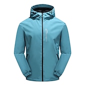 baratos casacos ativos masculinos-Casaco impermeável masculino impermeável para exterior capa de chuva leve com zíper embalável para caminhadas com capuz para corrida impermeável azul
