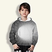 preiswerte Jungen 3D Vision &amp; Geometrie-Jungen 3D 3D-Druck Kapuzenshirt Langarm 3D-Druck Frühling Herbst Aktiv kinderkleidung 3-12 Jahre Täglich