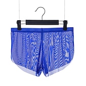 economico Boxer da uomo-maglia da uomo sexy puro colore boxer intimo elastico vita bassa maglia traspirante boxer mutandine blu m