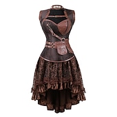 cheap Gothic-Punk &amp; Gothic Vintage Inspired Medieval Skirt Corset Outfits Pirate Asymmetric Hem Fancy Dress Women's Halloween Carnival Masquerade Party Halloween Adults' Skirts Corset