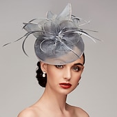 economico Fascinator-Fascinatori in Rete di Piume Cappelli Kentucky Copricapo con Cappello di Piume Fiore 1 PC Matrimonio Corsa di Cavalli Giornata Delle Donne Melbourne Cup Copricapo per impressionare Abito da corsa