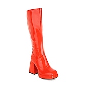 abordables Bottes à la mode-bottes gogo blanches hautes pour femmes avec talons compensés et fermeture à glissière - design rétro élégant pour les fêtes et les tenues décontractées