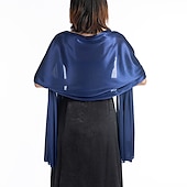 economico Scialli-sciarpa da donna in imitazione seta trasparente, mantello, scialle lungo, tinta unita, per festa di nozze, elegante e scintillante&amp;amp;abito da sposa con sciarpa damigella d&#039;onore splendente per