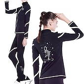 preiswerte Eiskunstlauf Trainingsoutfit-Eiskunstlauf-Jackett und -Hose Damen Mädchen Eislaufen Hosen / Regenhose Shirt Weiß Rosa Blau Glitzer Vlies Spandex Hochelastisch Ausbildung Wettbewerb Eiskunstlaufkleidung warm Kristalle Langarm