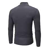 cheap Basic T shirts-Men&#039;s T Shirt Turtleneck shirt Long Sleeve Shirt Long Sleeve Rolled collar Fall &amp; Winter Plain Lightweight Classic Casual Outdoor Casual Sports Black White Navy Blue Top Tee for Men