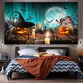 halpa halloween seinävaatteita-halloween koristeet kuvakudos jack o lyhty kurpitsa sisustus seinä taide suuri riippuva kuvakudos seinämaalaus sisustus valokuva tausta peitto verho koti makuuhuone olohuone lepakko kummitus talo