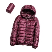 levne Puffer Jackets-dámská bunda s kapucí turistická péřová bunda duckdown zimní outdoor celorozepínací mikina s kapucí zateplená sbalitelná větruodolná ultra lehká (ul) bunda kabát top kemping lyže / snowboard rybaření červená modrá