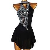 abordables Robes de Patinage Artistique-Robe de Patinage Artistique Femme Fille Patinage Robes Violet claire Rose clair Jaune Dos ouvert Maille Spandex Haute élasticité Compétition Tenue de Patinage Fait à la main Cristal / Stras Sans
