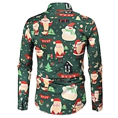 abordables Tenue de Père Noël-chemises imprimées père noël pour hommes chemises arbre père noël vacances col classique vert armée vert rouge blanc décontracté manches longues imprimé vêtements vêtements mode style ethnique