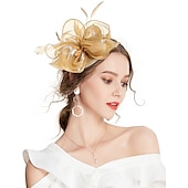 abordables Tocados-Fascinadores Tocado de Tul Fiesta de Té Carreras de Caballos Día de Damas Elegante Retro con Tocado de Flor y Pluma vestido para impresionar vestido para el día de carreras