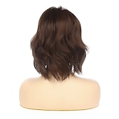 cheap Synthetic Trendy Wigs-Brown Wigs for Women Short Wavy Bob Wig Synthetic Heat Resistant Wigs Party Daily Wigs Christmas Party Wigs