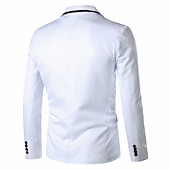 ieftine Sacouri clasice pentru bărbați-Bărbați Jachetă Blazer Respirabil Nuntă Afaceri Ținuta de cocktail Un singur rând, un nasture În V Afacere Elegant Sacou Îmbrăcăminte exterioară Imprimeu Buzunar Negru Alb Galben