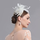 levne Fascinátory-Peří  síťové fascinátory  pokrývky hlavy s květinovou 1KS svatba  dámský den  Melbourne Cup čelenka oblékněte se ohromit fascinátory dostihový den šaty