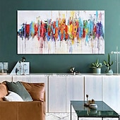 cheap Abstract Paintings-Handmade Oil Painting Canvas Wall Art Decoration Colorful Abstract Modern for Home Decor Rolled Frameless Unstretched Painting