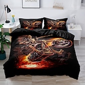 economico Set copripiumino-2 pz/3 pz biancheria da letto 3d copripiumino con stampa teschio set di biancheria da letto copripiumino con 1 copripiumino o copripiumino con stampa stampata ， 2 federe per matrimoniale/regina/re