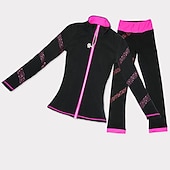 preiswerte Eiskunstlauf Trainingsoutfit-Eiskunstlauf-Jackett und -Hose Damen Mädchen Eislaufen Hosen / Regenhose Leggings Austattungen Schwarz Blau Fuchsie Vlies Spandex elastisch Ausbildung Praxis Wettbewerb Eiskunstlaufkleidung warm