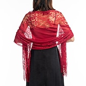 voordelige Sjaals-sjaal&amp;amp; wikkelsjaals damesherfst bruiloft gast wrap elegante bruidszonwering mouwloos polyester bruiloft wraps met kant voor bruiloft zomer