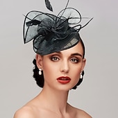 economico Fascinator-Piume/fascinatori a rete kentucky derby cappello/copricapo con piume/berretto/fiore 1 pezzo matrimonio/corsa di cavalli/copricapo per il giorno delle donne