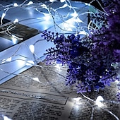 ieftine Conectat Electric-led zână șir lumini 50m-500 30m-300 20m-200 10m-100led-uri sârmă de cupru lumini cu telecomandă lumini de Crăciun lumini stelate reglabile pentru petrecere nuntă dormitor brad de Crăciun priză