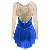 preiswerte Eiskunstlaufkleider-Eiskunstlaufkleid Damen Mädchen Eislaufen Kleider Austattungen Violett Weiß Gelb Patchwork Gitter Spandex Hochelastisch Ausbildung Wettbewerb Eiskunstlaufkleidung Patchwork Kristalle Langarm