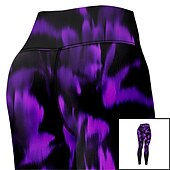 tanie legginsy 3d-Damskie Spodnie do jogi Podnoszenie pośladków Wyszczuplenie brzucha Wysoka talia Trening w siłowni Bieganie Zdatność Legginsy 3/4 Wzór tie-dye Czerwony Fioletowy Jesień Sport Odzież sportowa Wysoka