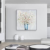 preiswerte Blumen-/Botanische Gemälde-Ölgemälde handgemachte handbemalte Wandkunst Spachtel Malerei farbige Blumen Heimtextilien Dekor gestreckter Rahmen fertig zum Aufhängen