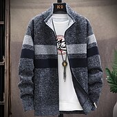economico Maglioni Cardigan da uomo-Per uomo Felpa Cardigan Maglione con zip Giacca maglione Maglione in pile Maglia Lavorato a maglia Color Block Colletto alla coreana Moda Esterno Interni Abbigliamento Inverno Autunno Blu Grigio scuro