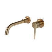 cheap Wall Mount-Wall Mounted Bathroom Faucet,Brass Electroplated Widespread Single Handle One Hole Rotatable Bathroom Sink Faucet with Hot and Cold Switch