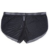 economico Boxer da uomo-maglia da uomo sexy puro colore boxer intimo elastico vita bassa maglia traspirante boxer mutandine blu m