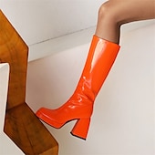 abordables Bottes à la mode-bottes gogo blanches hautes pour femmes avec talons compensés et fermeture à glissière - design rétro élégant pour les fêtes et les tenues décontractées