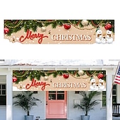 abordables Decoraciones para exteriores-banner de feliz navidad, decoraciones de banner de navidad al aire libre, decoración colgante de interior y exterior de navidad, suministros de decoración de fiesta de vacaciones de navidad 300 * 50 cm (10 pies * 18,9 pulgadas)
