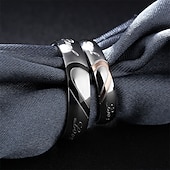 preiswerte Herrenschmuck &amp; Halsketten &amp; Ringe-Herren Damen 2St Manschettenknöpfe Eheringe Bandring Verlobungsring Hochzeit Party zweifarbig damas Einfach Silber