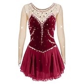 preiswerte Eiskunstlaufkleider-Eiskunstlaufkleid Damen Mädchen Eislaufen Kleider Austattungen Violett Weiß Gelb Patchwork Gitter Spandex Hochelastisch Ausbildung Wettbewerb Eiskunstlaufkleidung Patchwork Kristalle Langarm