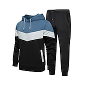 abordables sudaderas basicas hombre-Hombre Tracksuit Sudadera 2 Piezas Calle Primavera Manga Larga Mantiene abrigado Transpirable Dispersor de humedad Aptitud física Corriendo Entrenamiento activo Ropa de deporte Ropa de Deporte Azul