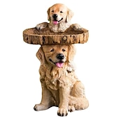 お買い得  庭の彫刻と彫像-屋外用のバードバス、茶色の台座が付いたポリレジンの子犬の形をしたバードバス、手作りの野鳥の餌箱とバードバスボウル、屋外用の庭の彫像と置物、庭、芝生の庭の装飾