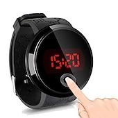 abordables Relojes digitales-Relojes digitales LED para hombres moda relojes con pantalla táctil relojes deportivos para hombres banda de silicona reloj electrónico digital de aleación de silicona