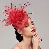 economico Fascinator-Fascinatori in Rete di Piume Cappelli Kentucky Copricapo con Cappello di Piume Fiore 1 PC Matrimonio Corsa di Cavalli Giornata Delle Donne Melbourne Cup Copricapo per impressionare Abito da corsa