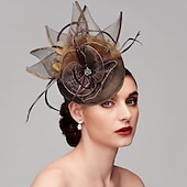 economico Fascinator-Fascinatori in Rete di Piume Cappelli Kentucky Copricapo con Cappello di Piume Fiore 1 PC Matrimonio Corsa di Cavalli Giornata Delle Donne Melbourne Cup Copricapo per impressionare Abito da corsa