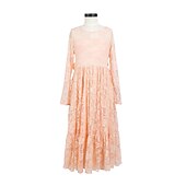 cheap Flower Girl&#039;s Dresses-Kids Girls&#039; Flower Girl Dress Dress Solid Colored Long Sleeve Wedding Party Daily Lace Mesh Embroidered Cute Princess Cotton Maxi A Line Dress Tulle Dress Fall Winter 3-12 Years White Beige