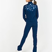 voordelige Schaats Trainingsoutfit-Kunstschaatsjack met broek Dames Voor meisjes Schaatsen Legging Outfits Kleding Bovenlichaam Zwart Blauw Spandex Hoge Elasticiteit Opleiding Wedstrijd Kunstschaatskleding Met de hand gemaakt Lange