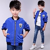 cheap Boy&#039;s Baseball Jackets-Kid Boy Spring Jackets Coat Army Green Bomber Jacket Windbreaker Autumn Jacket Patchwork Kids Children Jacket