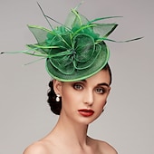 economico Fascinator-Fascinatori in Rete di Piume Cappelli Kentucky Copricapo con Cappello di Piume Fiore 1 PC Matrimonio Corsa di Cavalli Giornata Delle Donne Melbourne Cup Copricapo per impressionare Abito da corsa