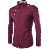 cheap Men&#039;s Tuxedo Shirts-Men&#039;s Party Shirt Solid Colored Collar Classic Collar Daily Basic Long Sleeve Slim Tops Military Wine Black Army Green / Fall / Spring /Summer/ Dress Shirts /Wedding