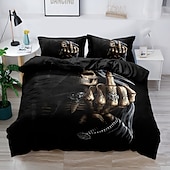 economico Set copripiumino-2 pz/3 pz biancheria da letto 3d copripiumino con stampa teschio set di biancheria da letto copripiumino con 1 copripiumino o copripiumino con stampa stampata ， 2 federe per matrimoniale/regina/re